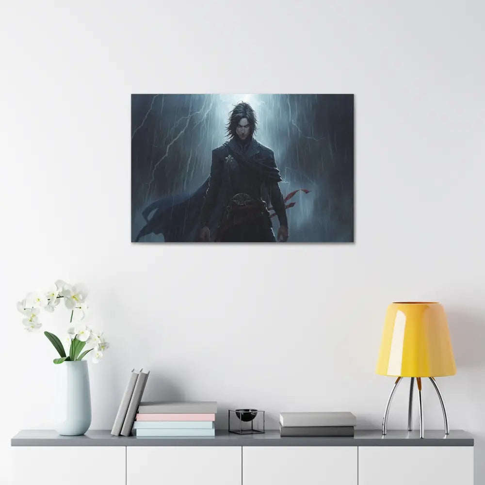 Tempest of Shadows: Gothic Digital Portrait Storm-Driven Emotional Landscape Canvas Print Canvas