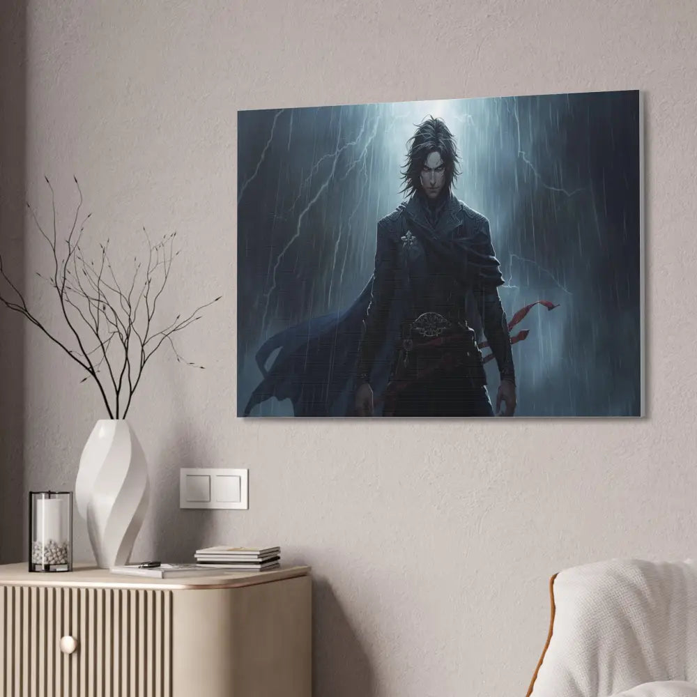 Tempest of Shadows: Gothic Digital Portrait Storm-Driven Emotional Landscape Canvas Print Canvas