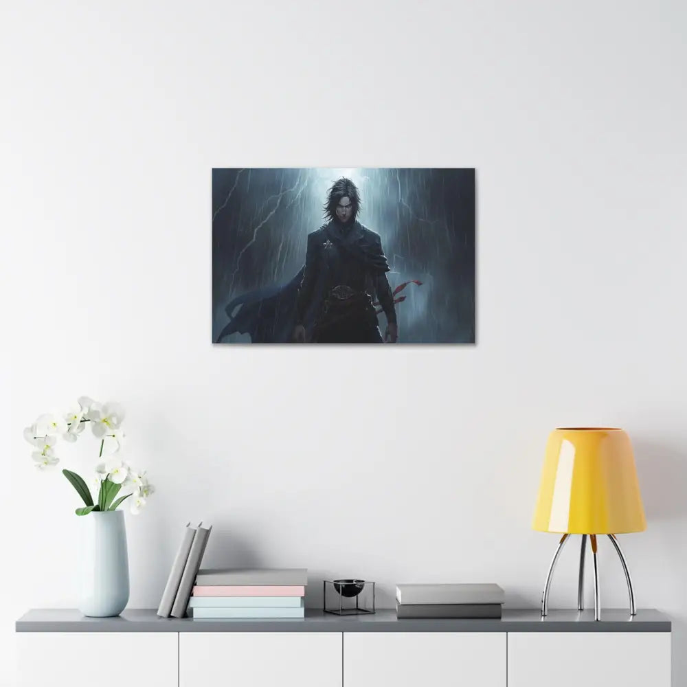 Tempest of Shadows: Gothic Digital Portrait Storm-Driven Emotional Landscape Canvas Print Canvas