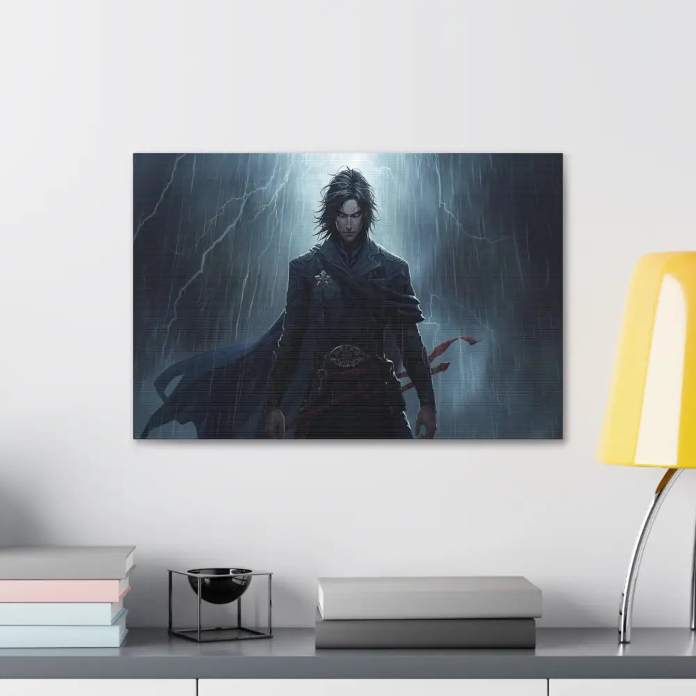 Tempest of Shadows: Gothic Digital Portrait Storm-Driven Emotional Landscape Canvas Print Canvas