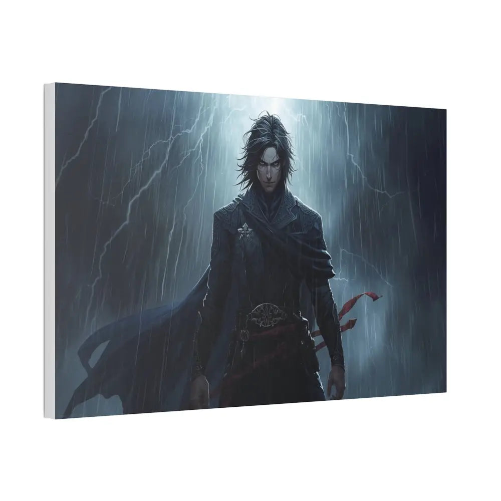Tempest of Shadows: Gothic Digital Portrait Storm-Driven Emotional Landscape Canvas Print Canvas