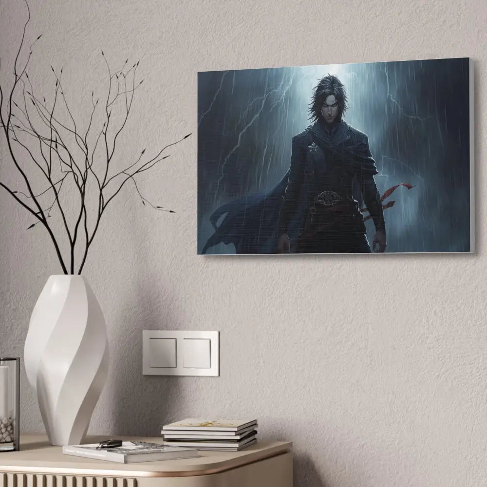 Tempest of Shadows: Gothic Digital Portrait Storm-Driven Emotional Landscape Canvas Print Canvas