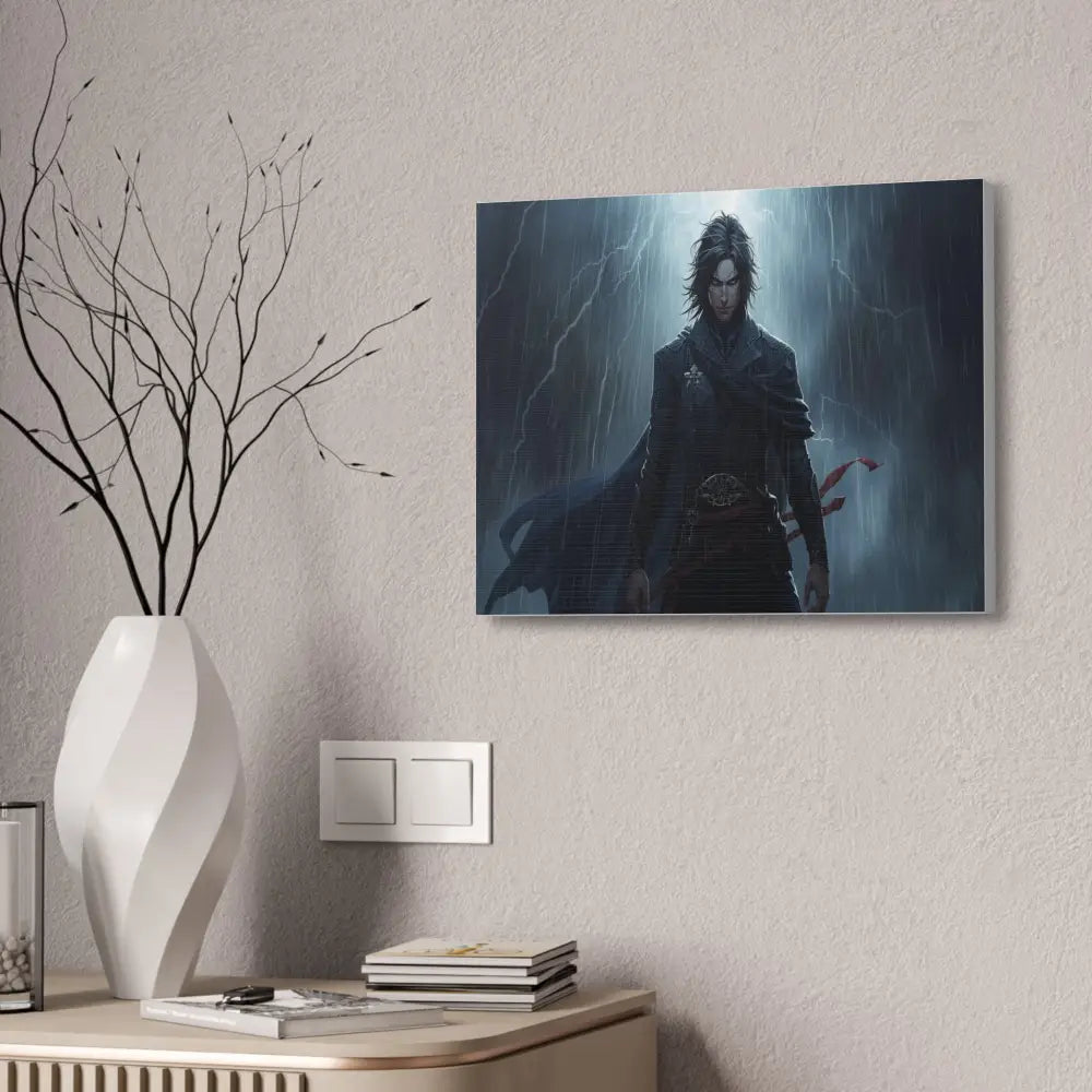 Tempest of Shadows: Gothic Digital Portrait Storm-Driven Emotional Landscape Canvas Print Canvas