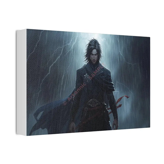 Tempest of Shadows: Gothic Digital Portrait Storm-Driven Emotional Landscape Canvas Print Canvas