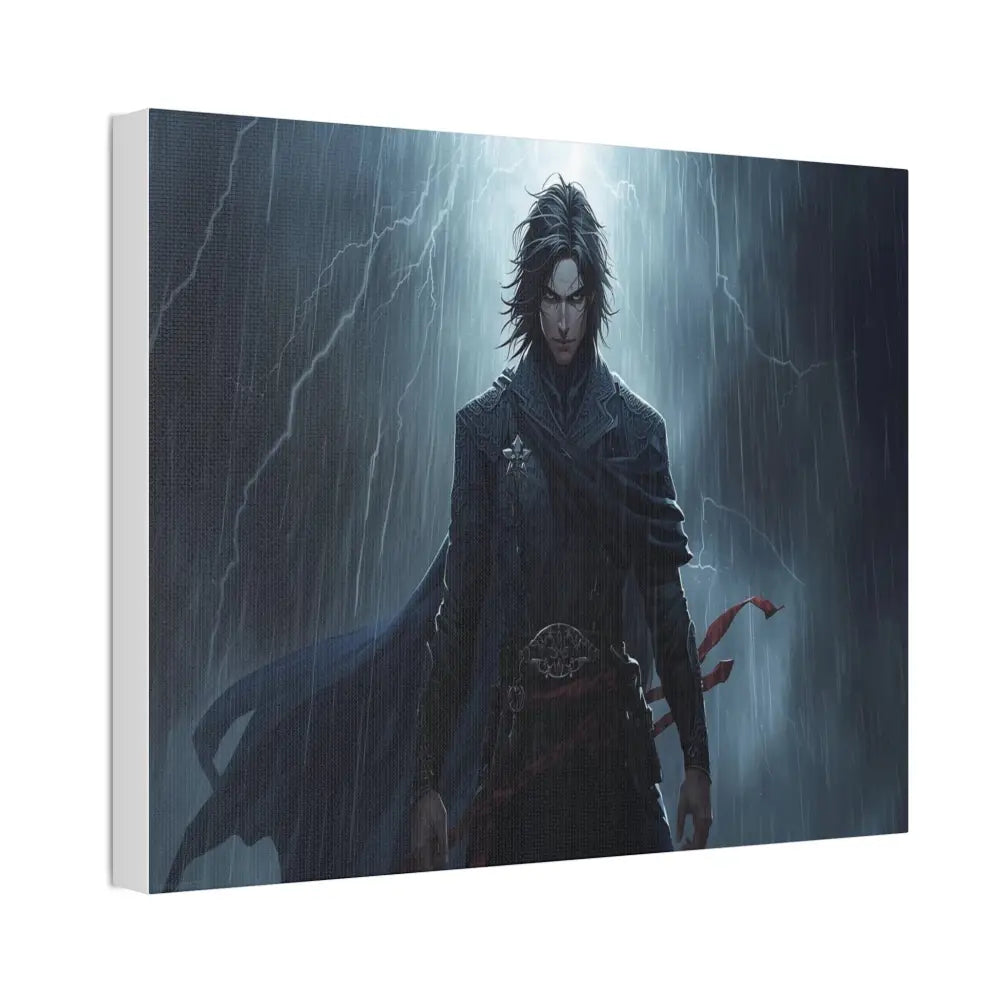 Tempest of Shadows: Gothic Digital Portrait Storm-Driven Emotional Landscape Canvas Print Canvas