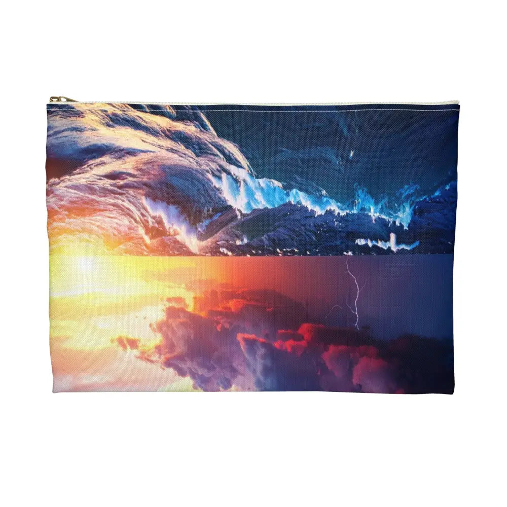 Tempest’s Fury: Stormy Seascape Sunset Dramatic Lightning Ocean Scene Accessory Pouch Bags