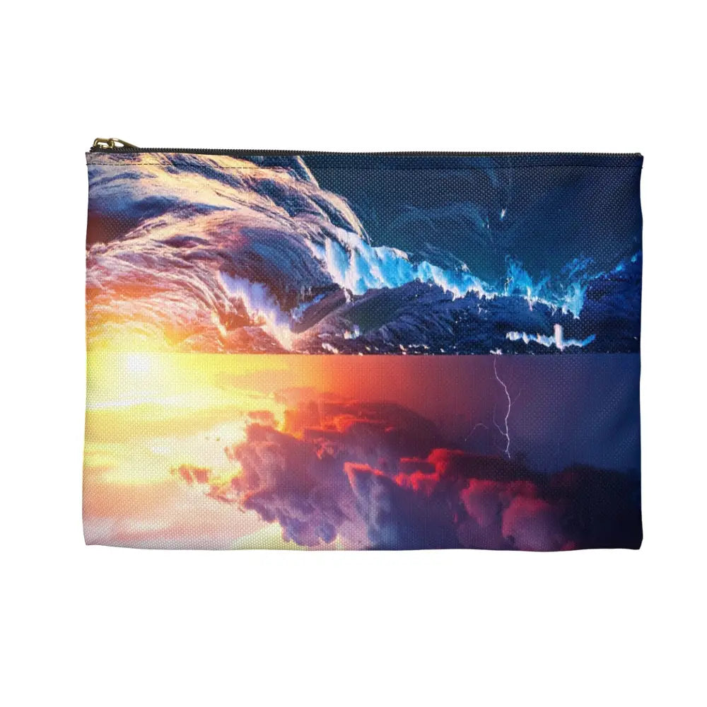 Tempest’s Fury: Stormy Seascape Sunset Dramatic Lightning Ocean Scene Accessory Pouch Bags