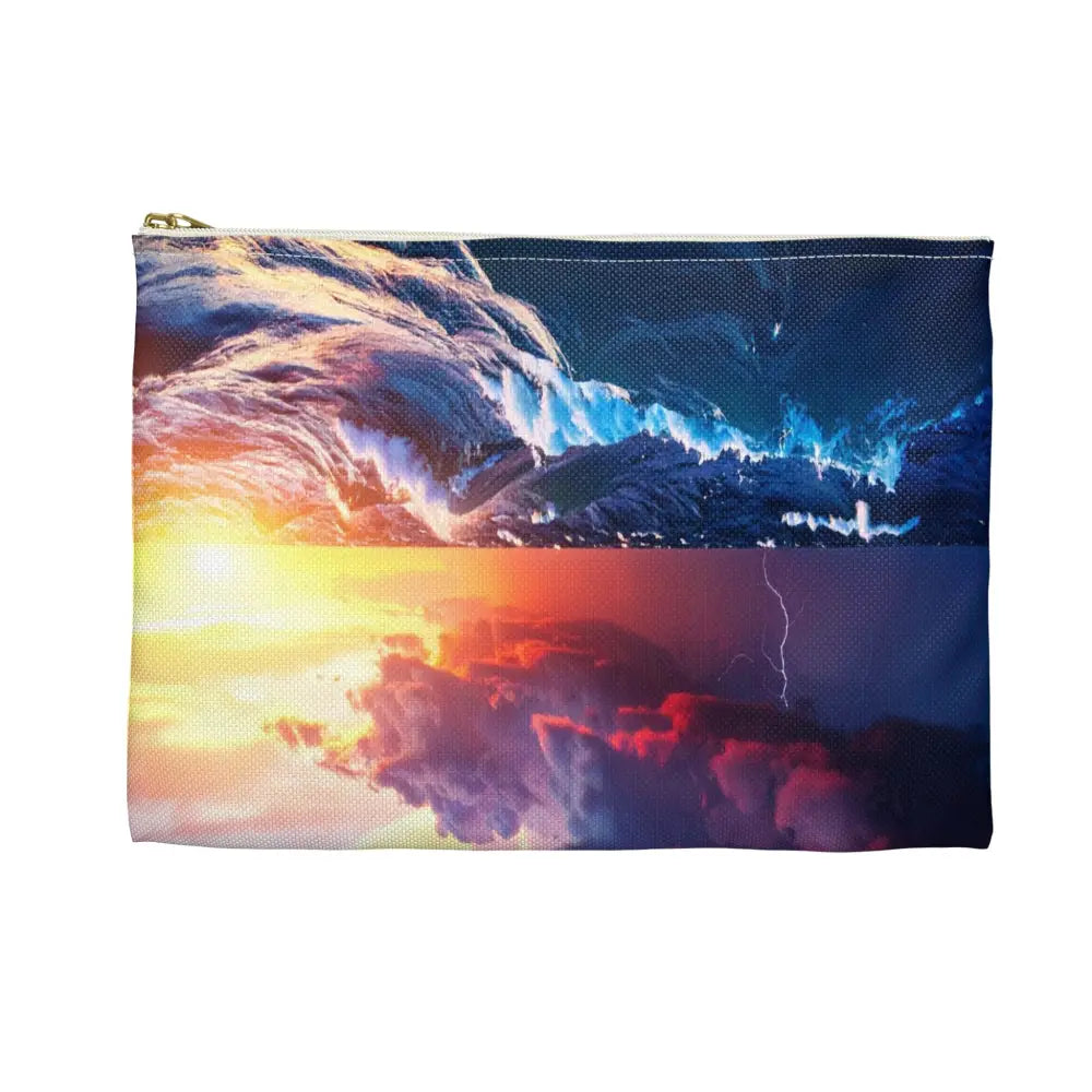 Tempest’s Fury: Stormy Seascape Sunset Dramatic Lightning Ocean Scene Accessory Pouch Bags