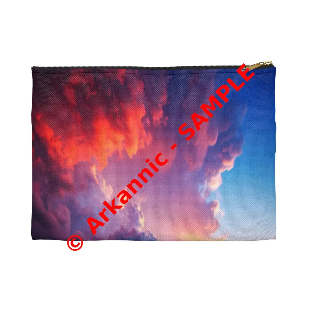 Tempest’s Fury: Stormy Seascape Sunset Dramatic Lightning Ocean Scene Accessory Pouch Small / Black zipper Bags