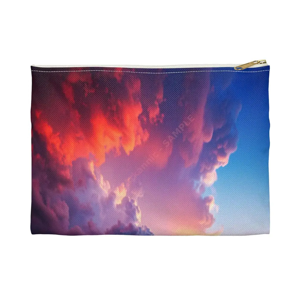 Tempest’s Fury: Stormy Seascape Sunset Dramatic Lightning Ocean Scene Accessory Pouch Small / White zipper Bags