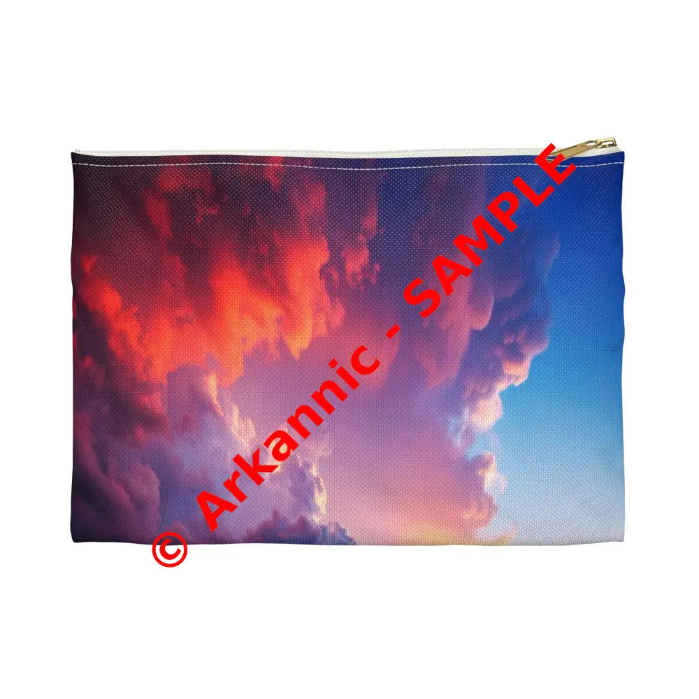 Tempest’s Fury: Stormy Seascape Sunset Dramatic Lightning Ocean Scene Accessory Pouch Small / White zipper Bags