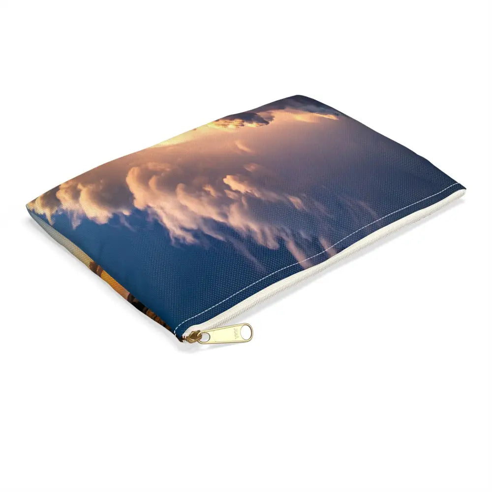 Thunderstorm Over Golden Fields: Atmospheric Dynamics Plains Landscape Panorama Accessory Pouch Bags