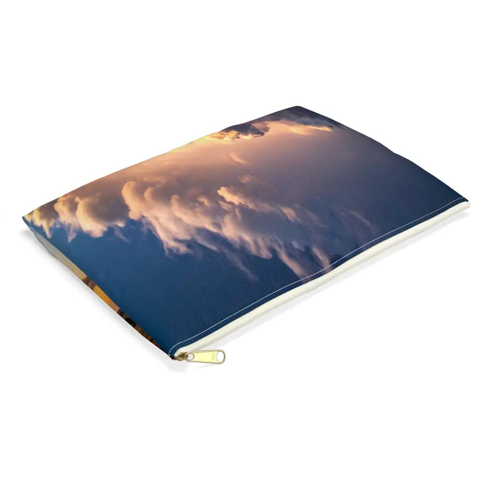 Thunderstorm Over Golden Fields: Atmospheric Dynamics Plains Landscape Panorama Accessory Pouch Bags