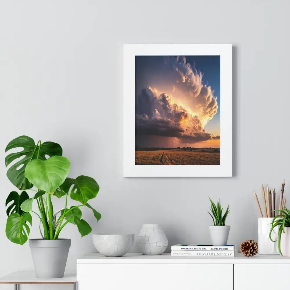 Thunderstorm’s Embrace: Nature’s Fury Over Golden Fields Dramatic Landscape PhotographyFramed Verticle Poster Poster