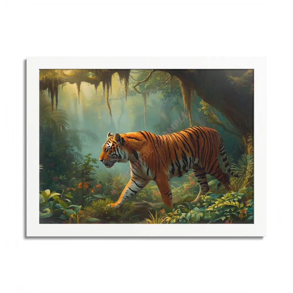 Tiger Framed Poster Wall Art Jungle Decor Nature Art Wildlife Decor Home Office Wall Art Gift for Animal Lovers 16″ x