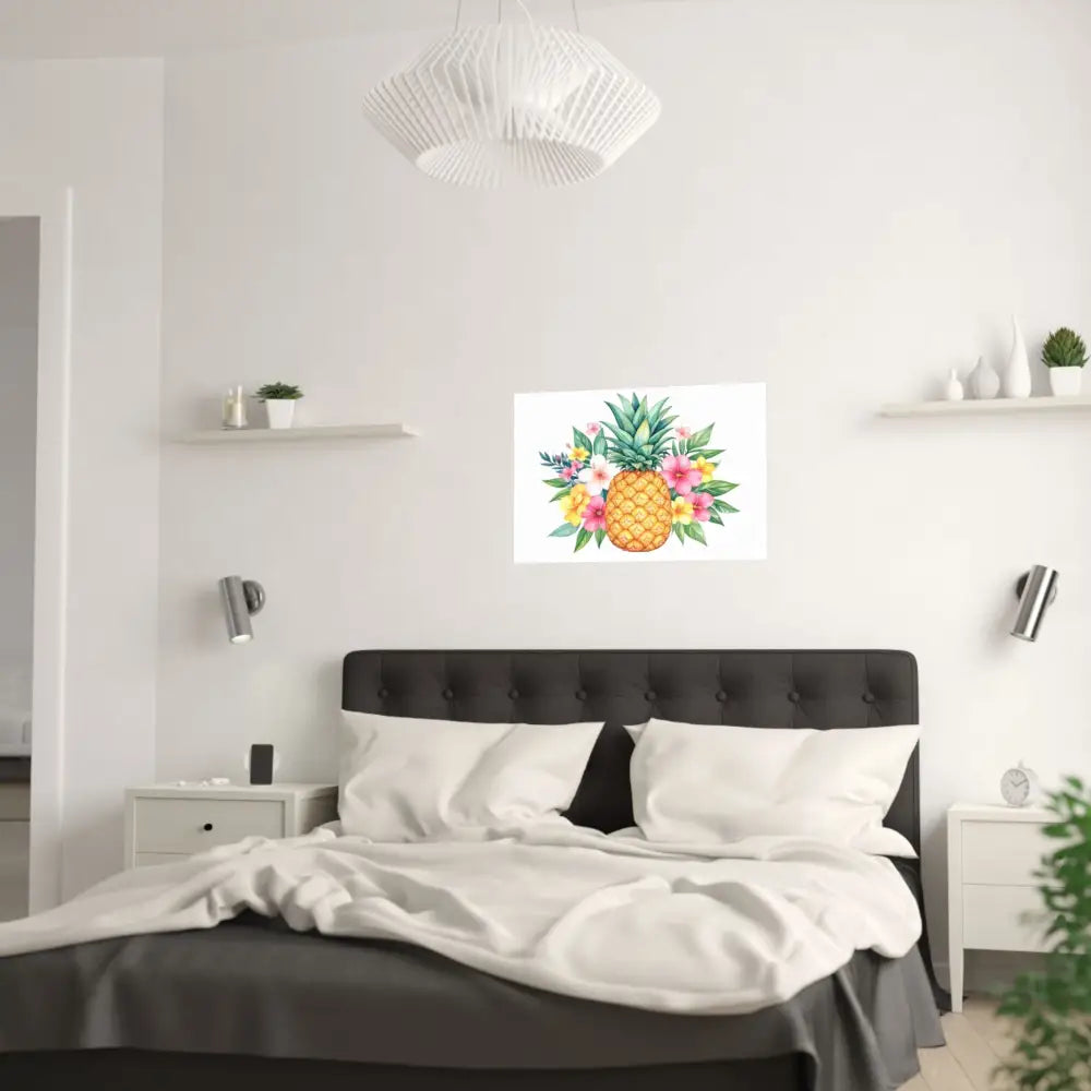 Tropical Pineapple Elegance: Watercolor Botanical Illustration Exotic Fruit Landscape Poster Poster