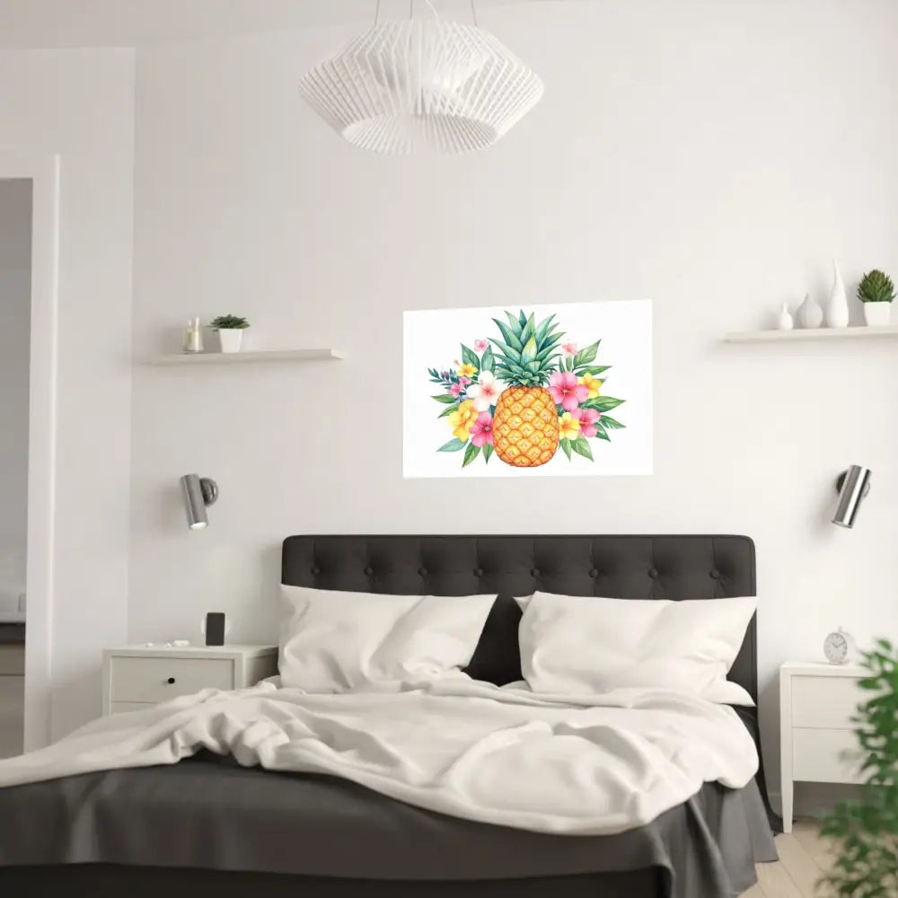 Tropical Pineapple Elegance: Watercolor Botanical Illustration Exotic Fruit Landscape Poster Poster