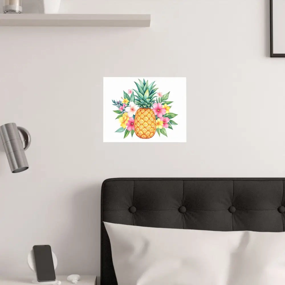 Tropical Pineapple Elegance: Watercolor Botanical Illustration Exotic Fruit Landscape Poster Poster