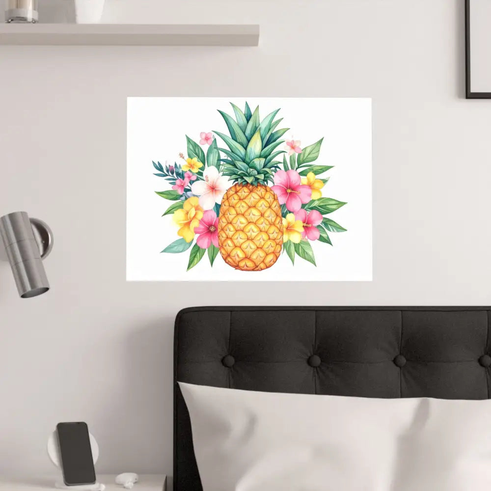 Tropical Pineapple Elegance: Watercolor Botanical Illustration Exotic Fruit Landscape Poster Poster