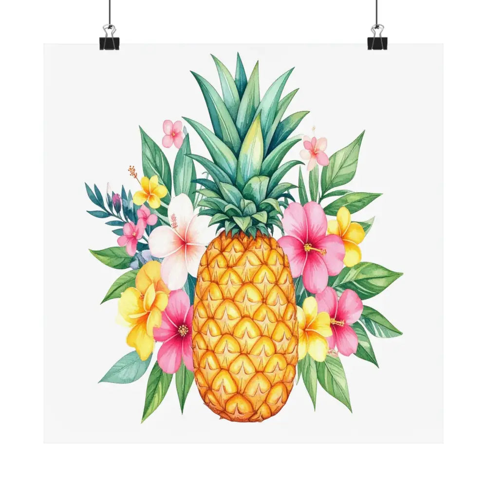 Tropical Pineapple Elegance: Watercolor Botanical Illustration Exotic Fruit Landscape Poster Poster