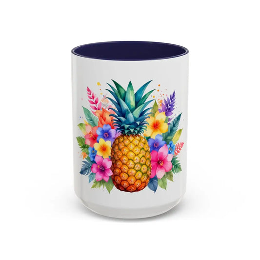 Tropical Pineapple Paradise Coffee Mug | Colorful Island Floral Design | Bright Gift for Coffee & Tea Lovers 15oz