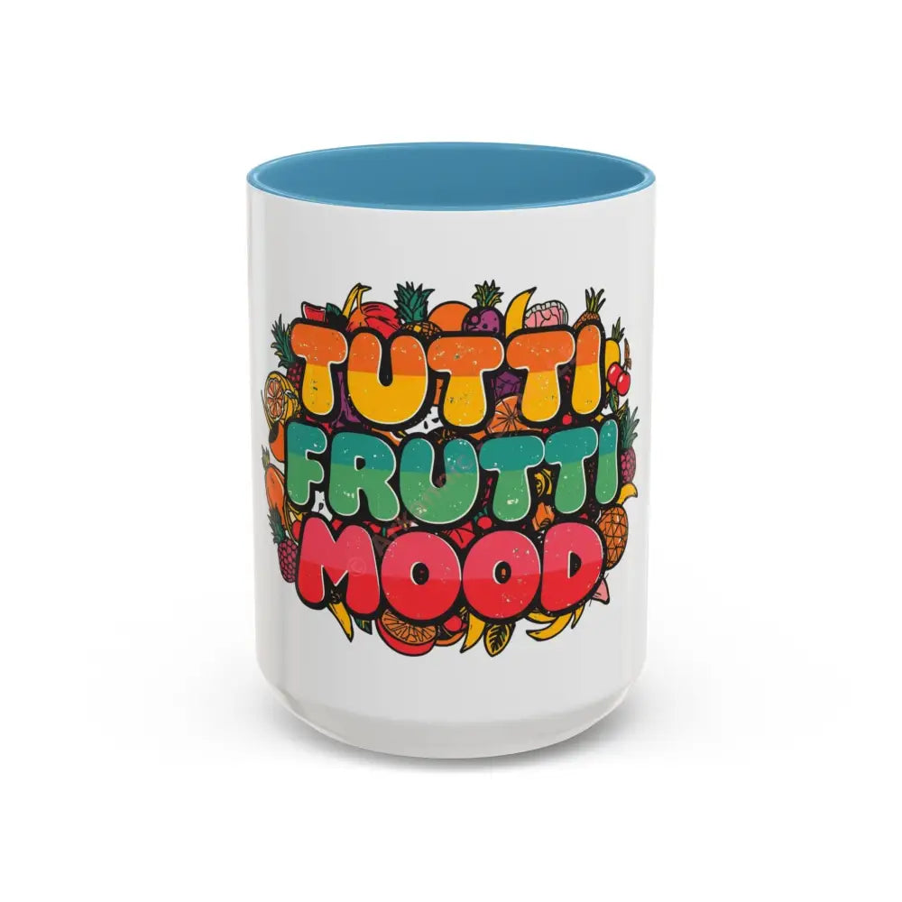 Tutti Frutti Mood Coffee Mug - Fun Colorful Accent Mug 15oz / Light Blue Mug
