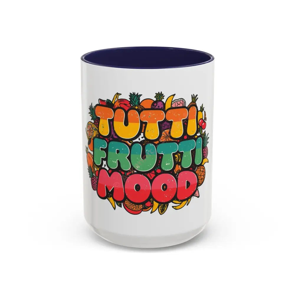 Tutti Frutti Mood Coffee Mug - Fun Colorful Accent Mug 15oz / Navy Mug