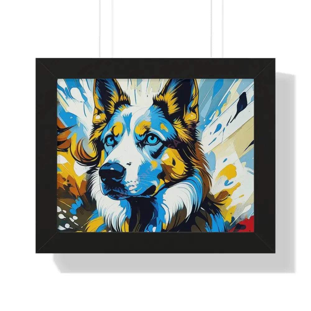 Vibrant Dog Portrait Art Print Framed Dog Poster Animal Lover Wall Decor Gift for Pet Owners Home Gallery Artwork 14″ x