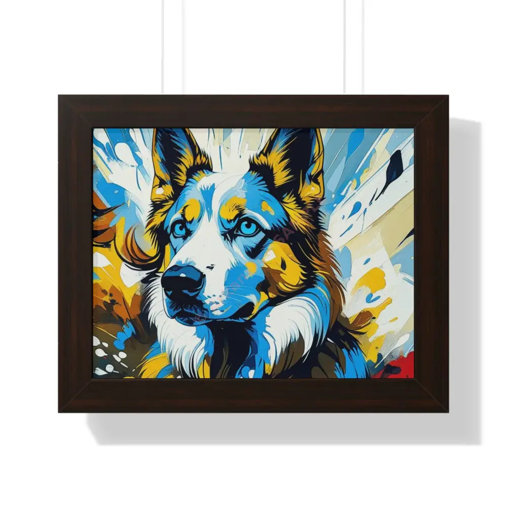 Vibrant Dog Portrait Art Print Framed Dog Poster Animal Lover Wall Decor Gift for Pet Owners Home Gallery Artwork 14″ x