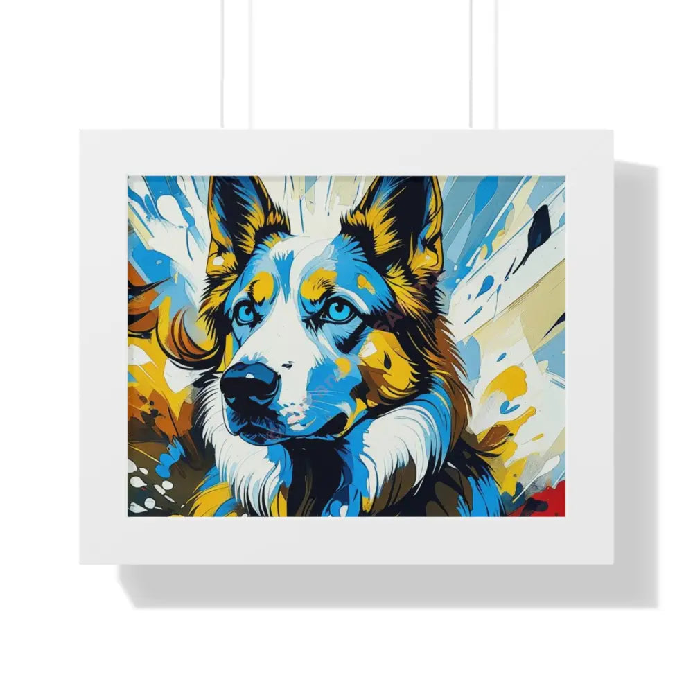 Vibrant Dog Portrait Art Print Framed Dog Poster Animal Lover Wall Decor Gift for Pet Owners Home Gallery Artwork 14″ x