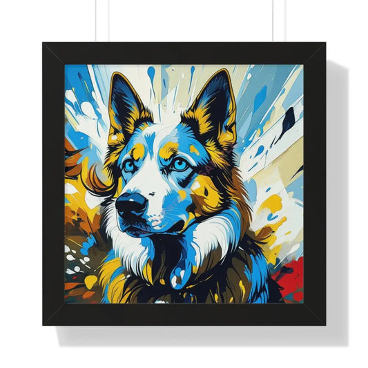 Vibrant Dog Portrait Art Print Framed Dog Poster Animal Lover Wall Decor Gift for Pet Owners Home Gallery Artwork 16″ x