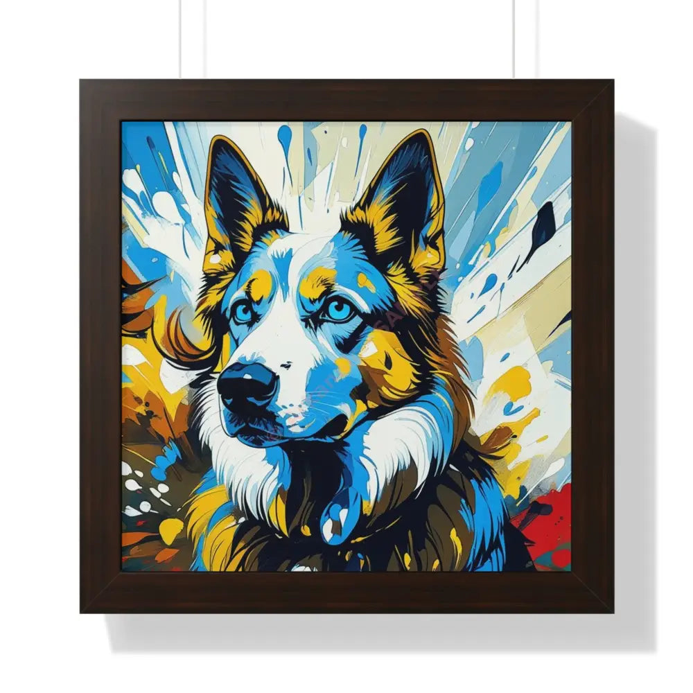 Vibrant Dog Portrait Art Print Framed Dog Poster Animal Lover Wall Decor Gift for Pet Owners Home Gallery Artwork 16″ x