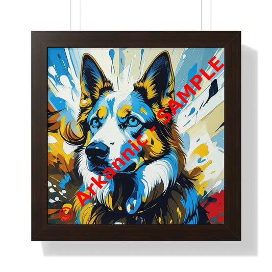Vibrant Dog Portrait Art Print Framed Dog Poster Animal Lover Wall Decor Gift for Pet Owners Home Gallery Artwork 16″ x