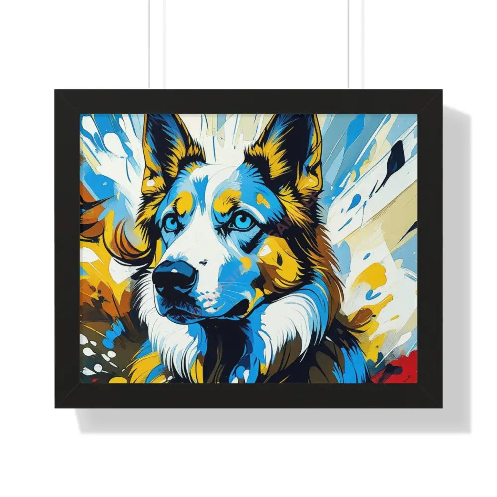 Vibrant Dog Portrait Art Print Framed Dog Poster Animal Lover Wall Decor Gift for Pet Owners Home Gallery Artwork 20’’