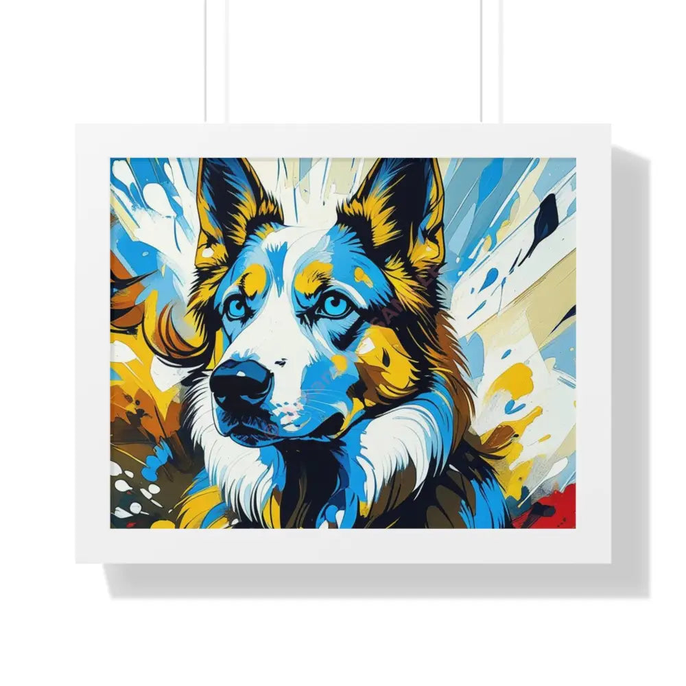 Vibrant Dog Portrait Art Print Framed Dog Poster Animal Lover Wall Decor Gift for Pet Owners Home Gallery Artwork 20’’