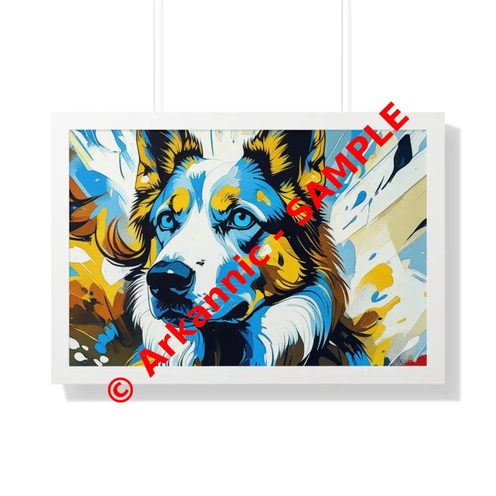 Vibrant Dog Portrait Art Print Framed Dog Poster Animal Lover Wall Decor Gift for Pet Owners Home Gallery Artwork 30’’