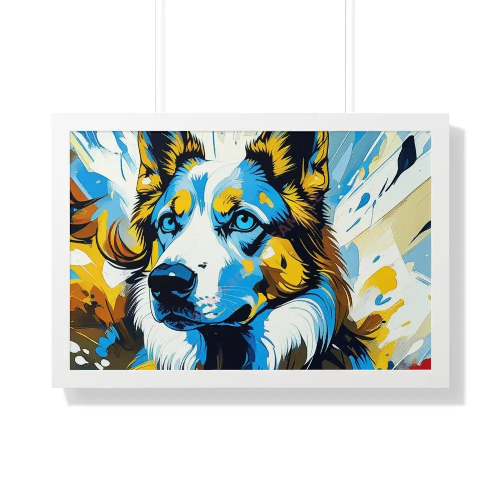 Vibrant Dog Portrait Art Print Framed Dog Poster Animal Lover Wall Decor Gift for Pet Owners Home Gallery Artwork 30’’