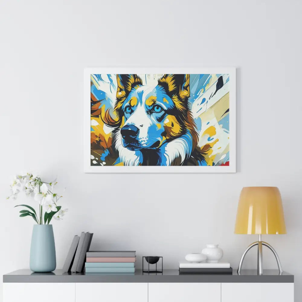 Vibrant Dog Portrait Art Print Framed Dog Poster Animal Lover Wall Decor Gift for Pet Owners Home Gallery Artwork Poster
