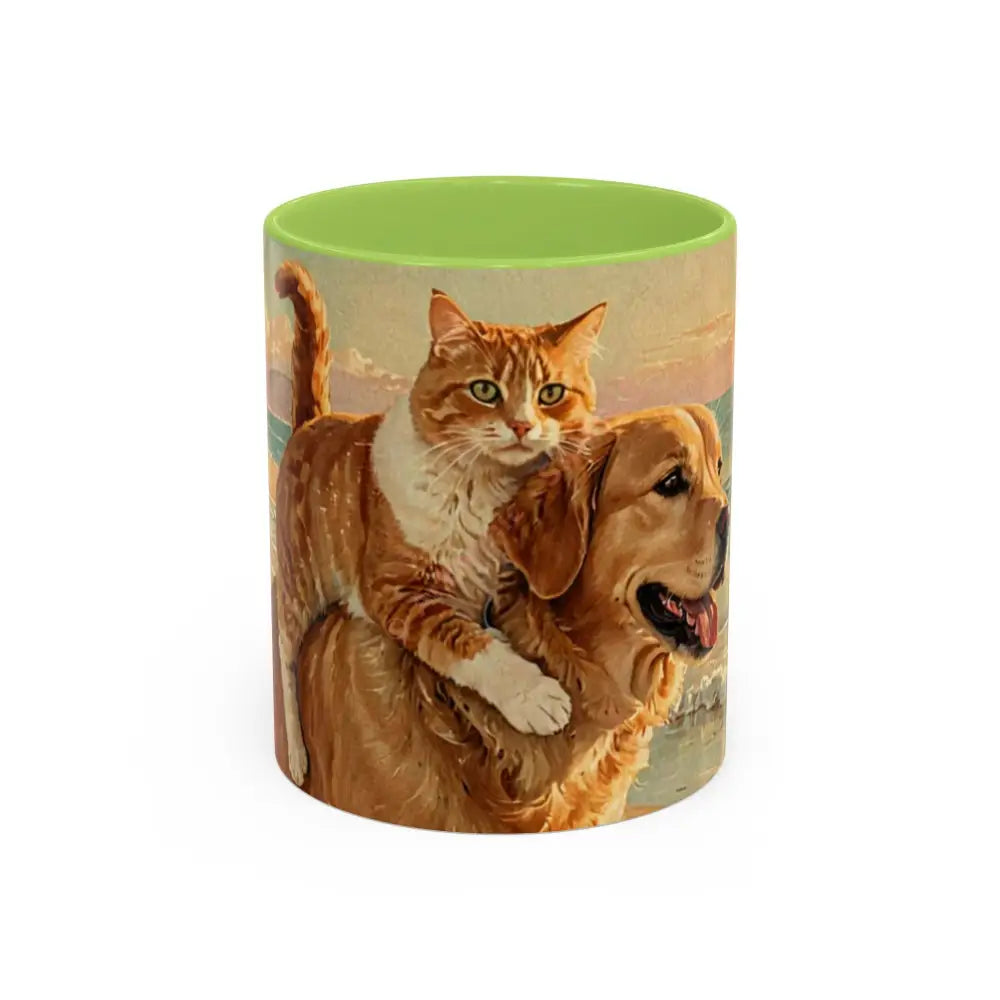 Whimsical Pet Lover’s Coffee Mug Cat and Dog Mug Gift for Animal Lovers Cute Coffee Cup Beach Vibes Mug Funny Pet Gift