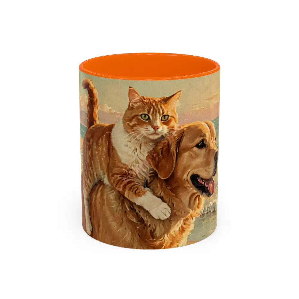 Whimsical Pet Lover’s Coffee Mug Cat and Dog Mug Gift for Animal Lovers Cute Coffee Cup Beach Vibes Mug Funny Pet Gift