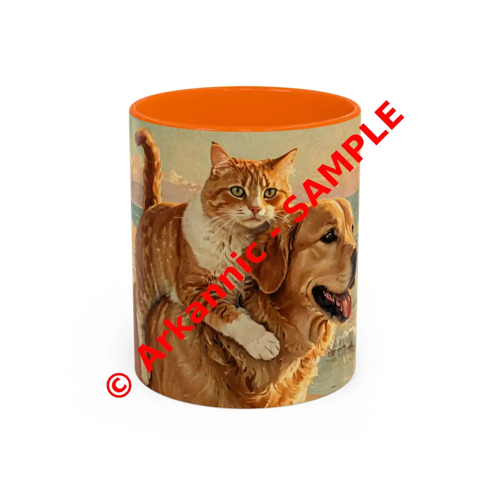 Whimsical Pet Lover’s Coffee Mug Cat and Dog Mug Gift for Animal Lovers Cute Coffee Cup Beach Vibes Mug Funny Pet Gift
