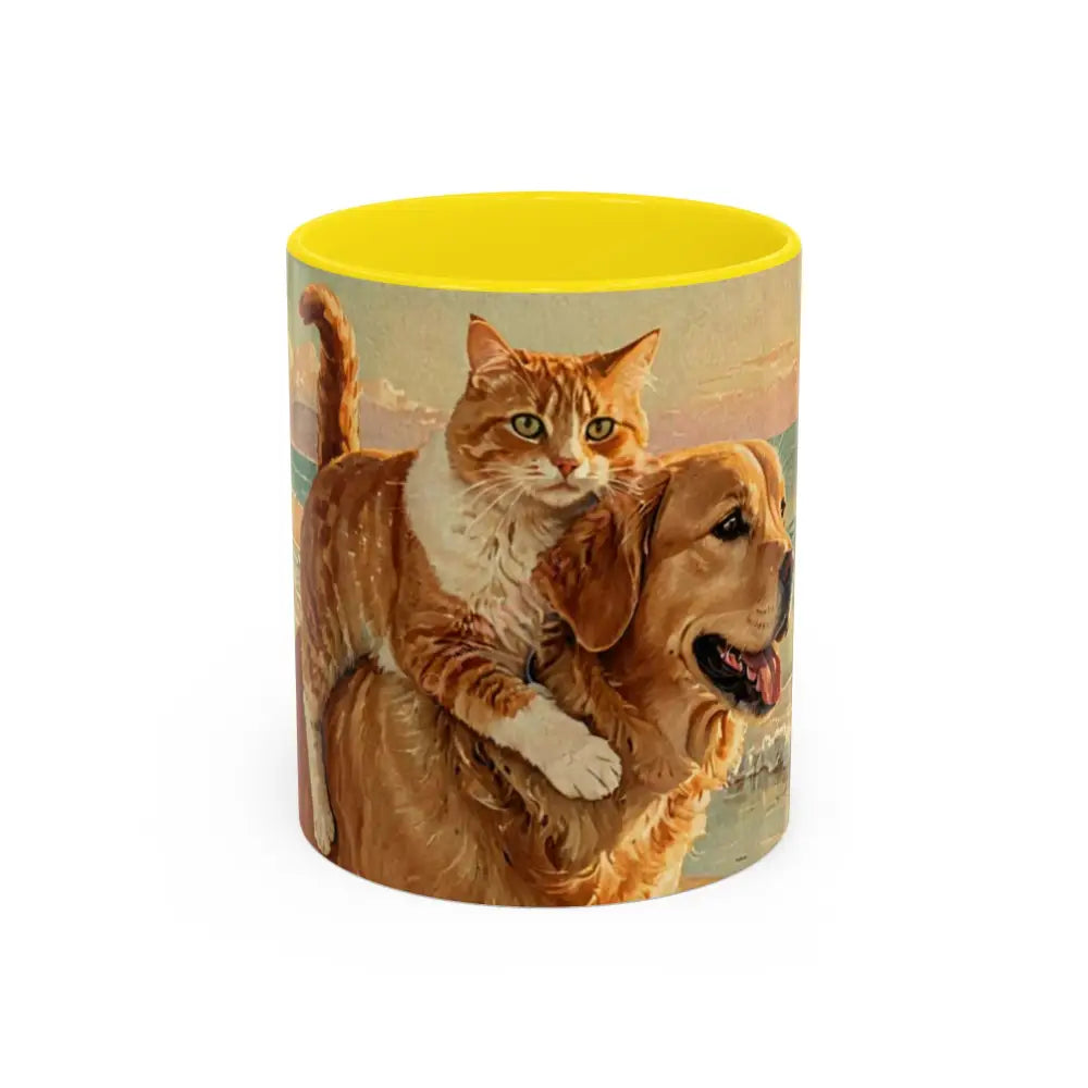 Whimsical Pet Lover’s Coffee Mug Cat and Dog Mug Gift for Animal Lovers Cute Coffee Cup Beach Vibes Mug Funny Pet Gift