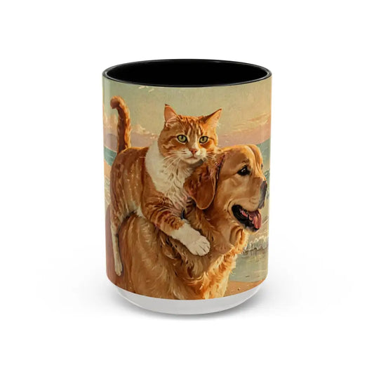 Whimsical Pet Lover’s Coffee Mug Cat and Dog Mug Gift for Animal Lovers Cute Coffee Cup Beach Vibes Mug Funny Pet Gift