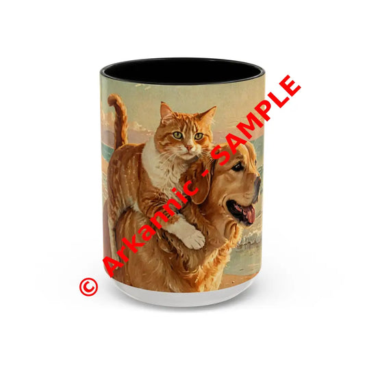 Whimsical Pet Lover’s Coffee Mug Cat and Dog Mug Gift for Animal Lovers Cute Coffee Cup Beach Vibes Mug Funny Pet Gift