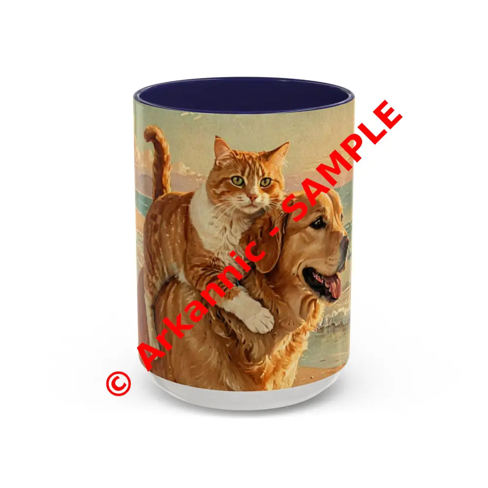 Whimsical Pet Lover’s Coffee Mug Cat and Dog Mug Gift for Animal Lovers Cute Coffee Cup Beach Vibes Mug Funny Pet Gift