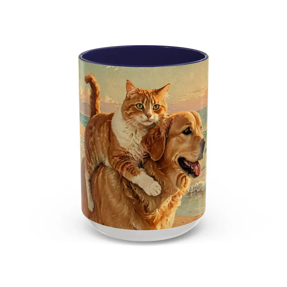 Whimsical Pet Lover’s Coffee Mug Cat and Dog Mug Gift for Animal Lovers Cute Coffee Cup Beach Vibes Mug Funny Pet Gift