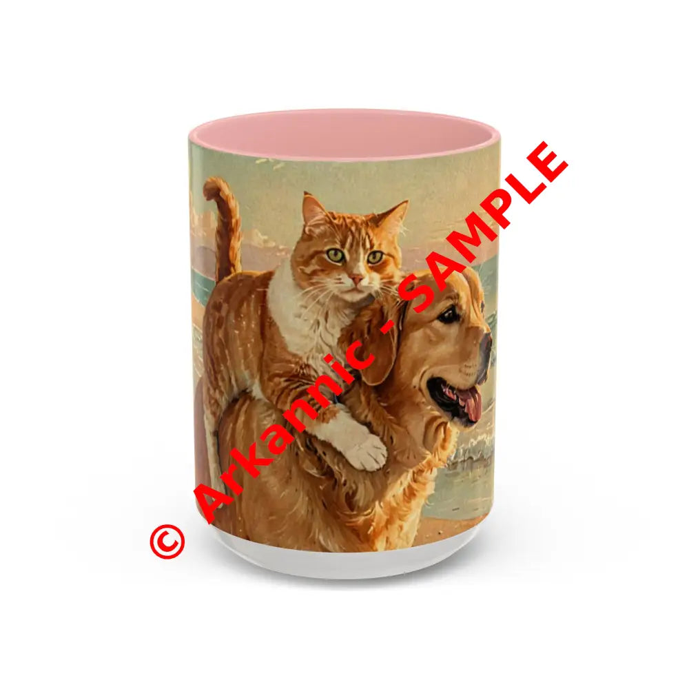 Whimsical Pet Lover’s Coffee Mug Cat and Dog Mug Gift for Animal Lovers Cute Coffee Cup Beach Vibes Mug Funny Pet Gift