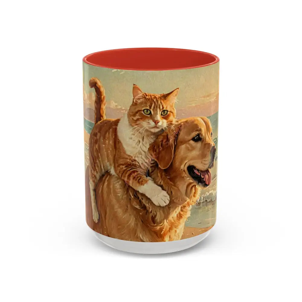 Whimsical Pet Lover’s Coffee Mug Cat and Dog Mug Gift for Animal Lovers Cute Coffee Cup Beach Vibes Mug Funny Pet Gift
