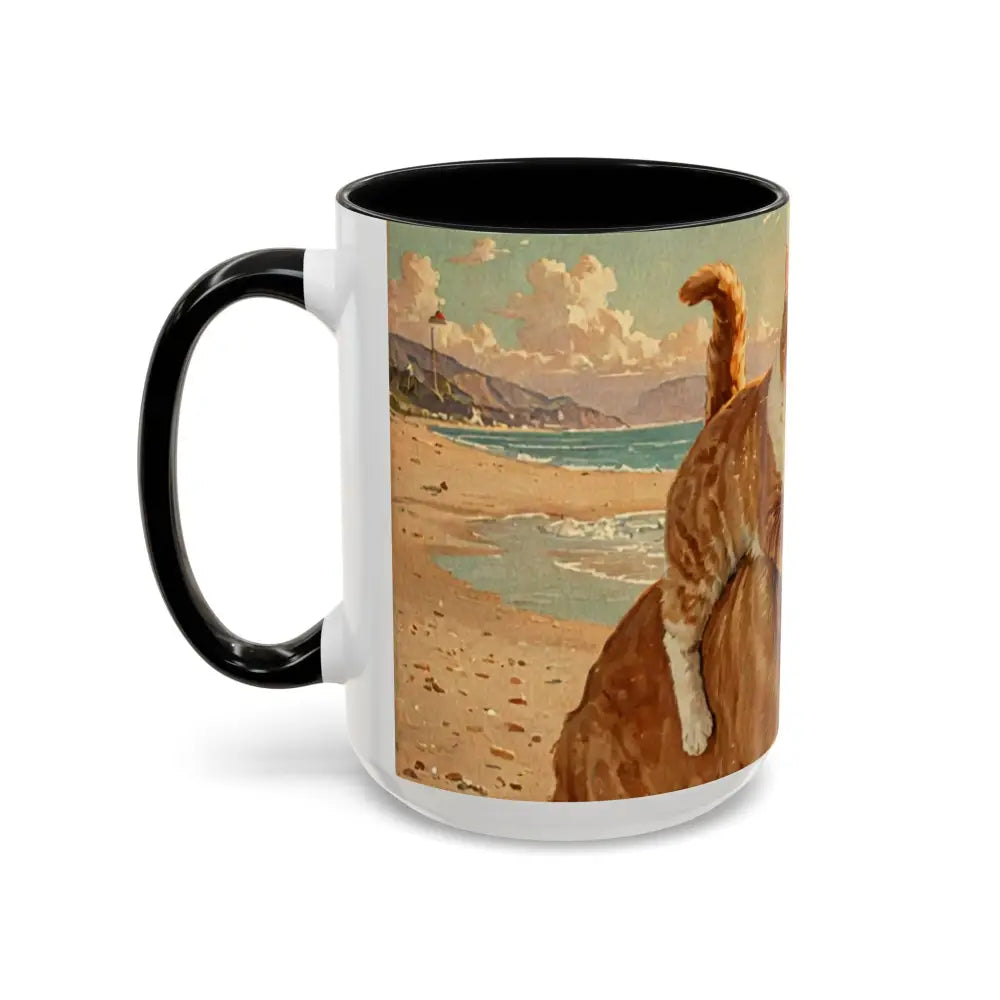 Whimsical Pet Lover’s Coffee Mug Cat and Dog Mug Gift for Animal Lovers Cute Coffee Cup Beach Vibes Mug Funny Pet Gift