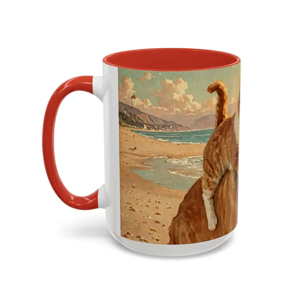 Whimsical Pet Lover’s Coffee Mug Cat and Dog Mug Gift for Animal Lovers Cute Coffee Cup Beach Vibes Mug Funny Pet Gift